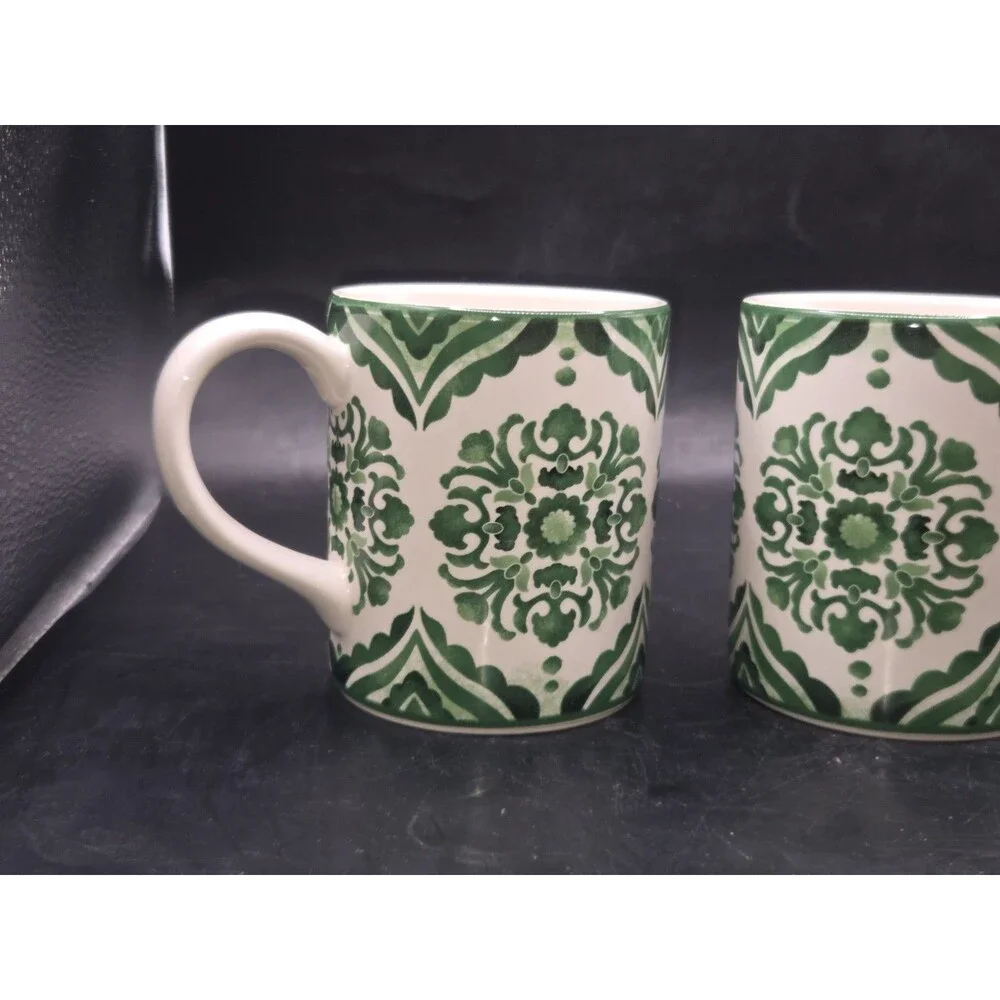 Sur La Table Coffee Mug Green Medallion Set Of 2 Designer